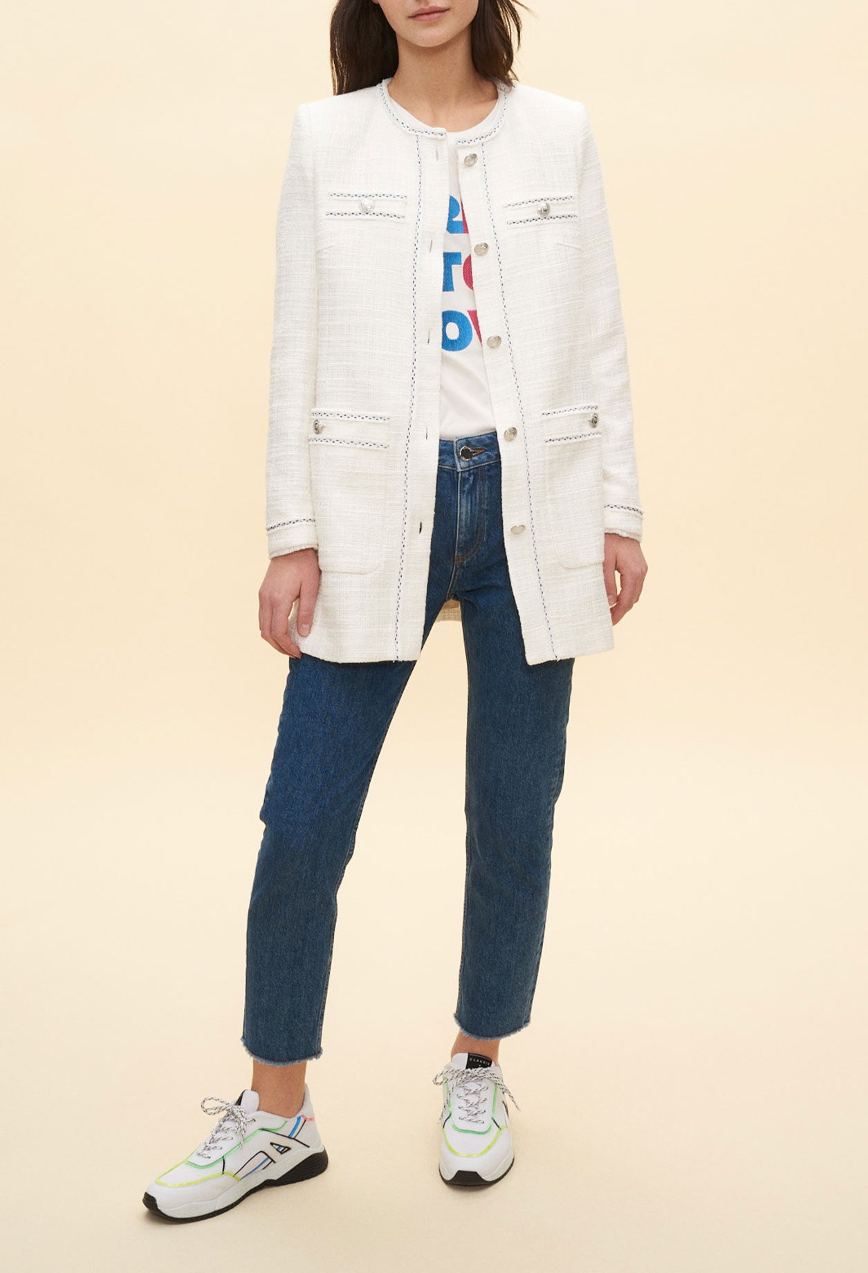 Veste longue façon tweed Faume - seconde main