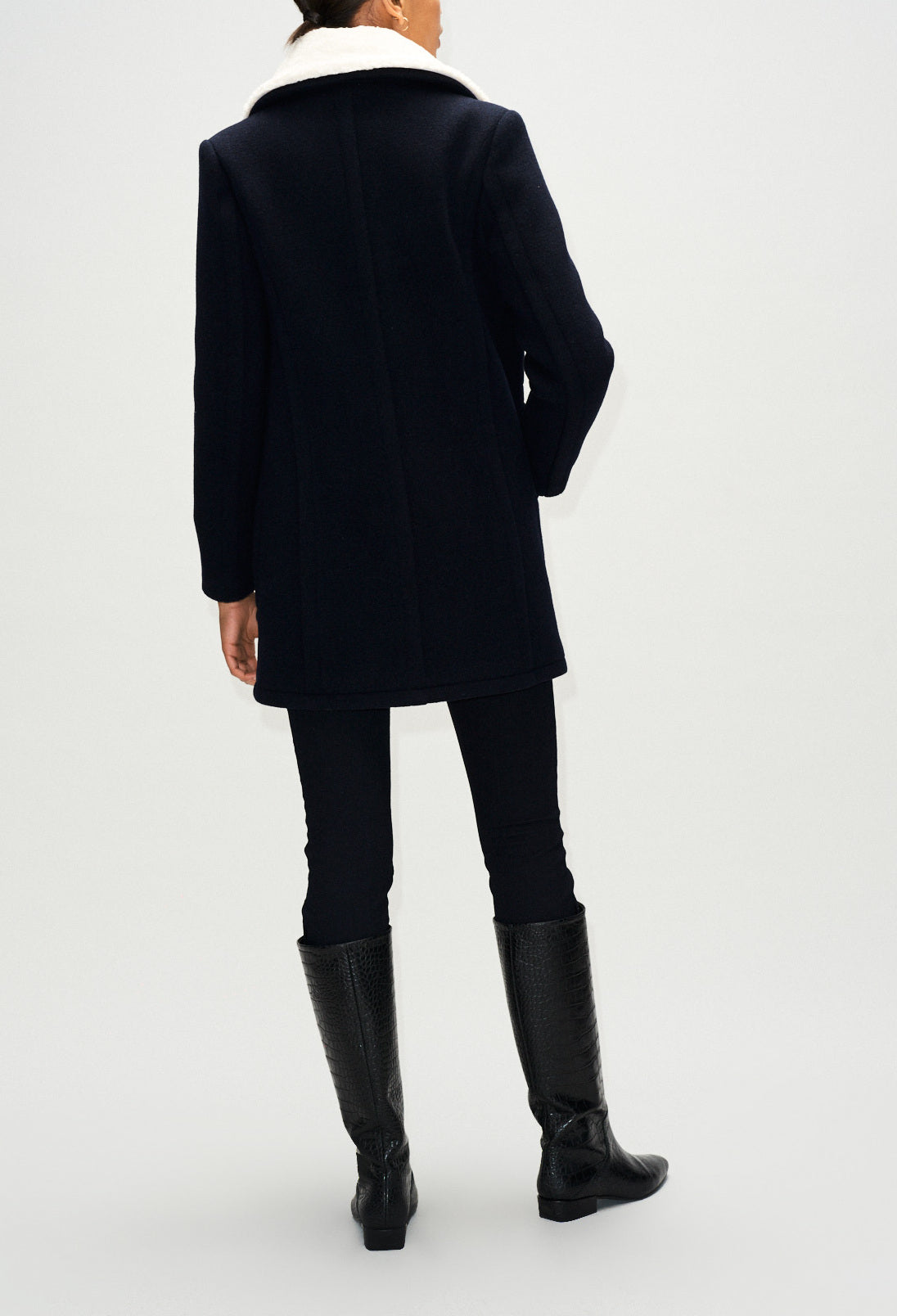 Manteau droit à col en fausse fourrure Faume - seconde main