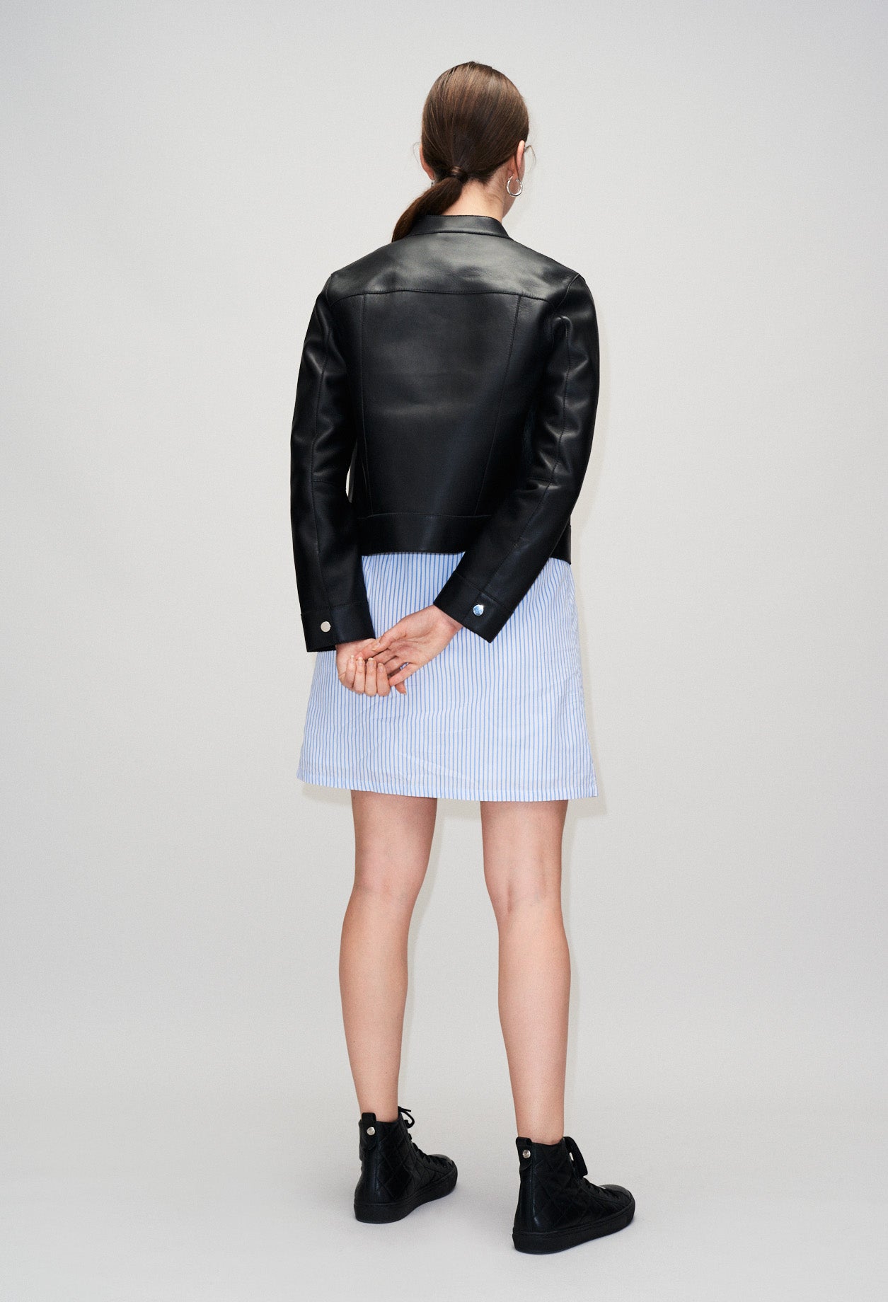 Blouson cuir col montant Faume - seconde main