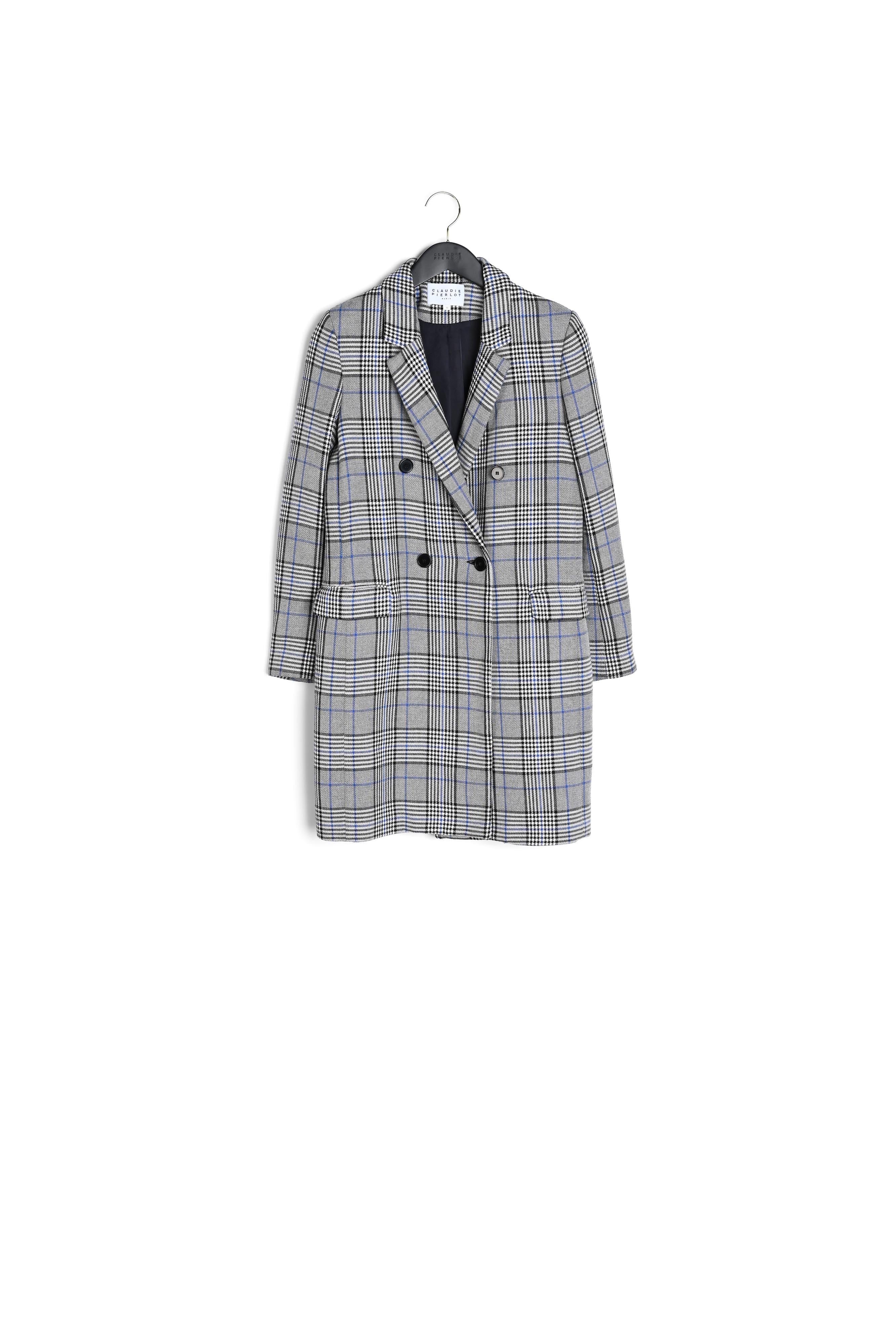 Manteau long croisé en princes de galles Faume - seconde main