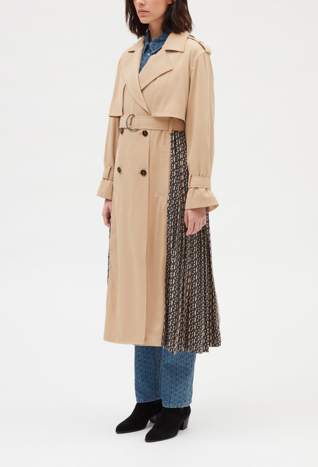 Trench mi-long plissé monogramme beige Faume - seconde main