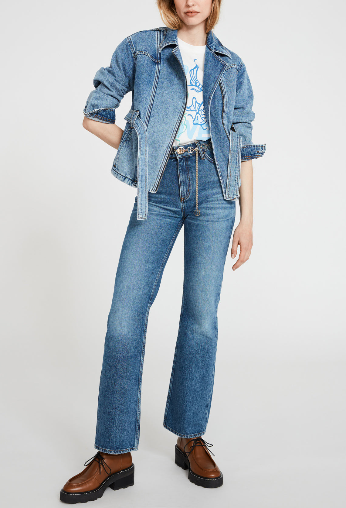 Veste denim ceinturée Faume - seconde main