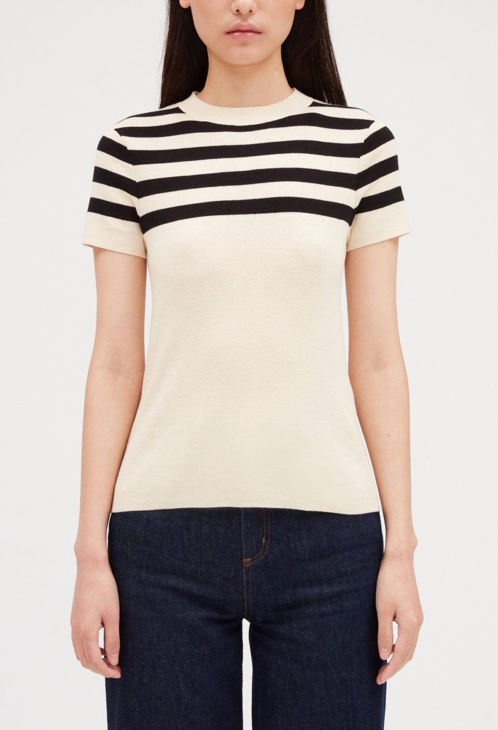 Pull bicolore manches courtes Faume - seconde main