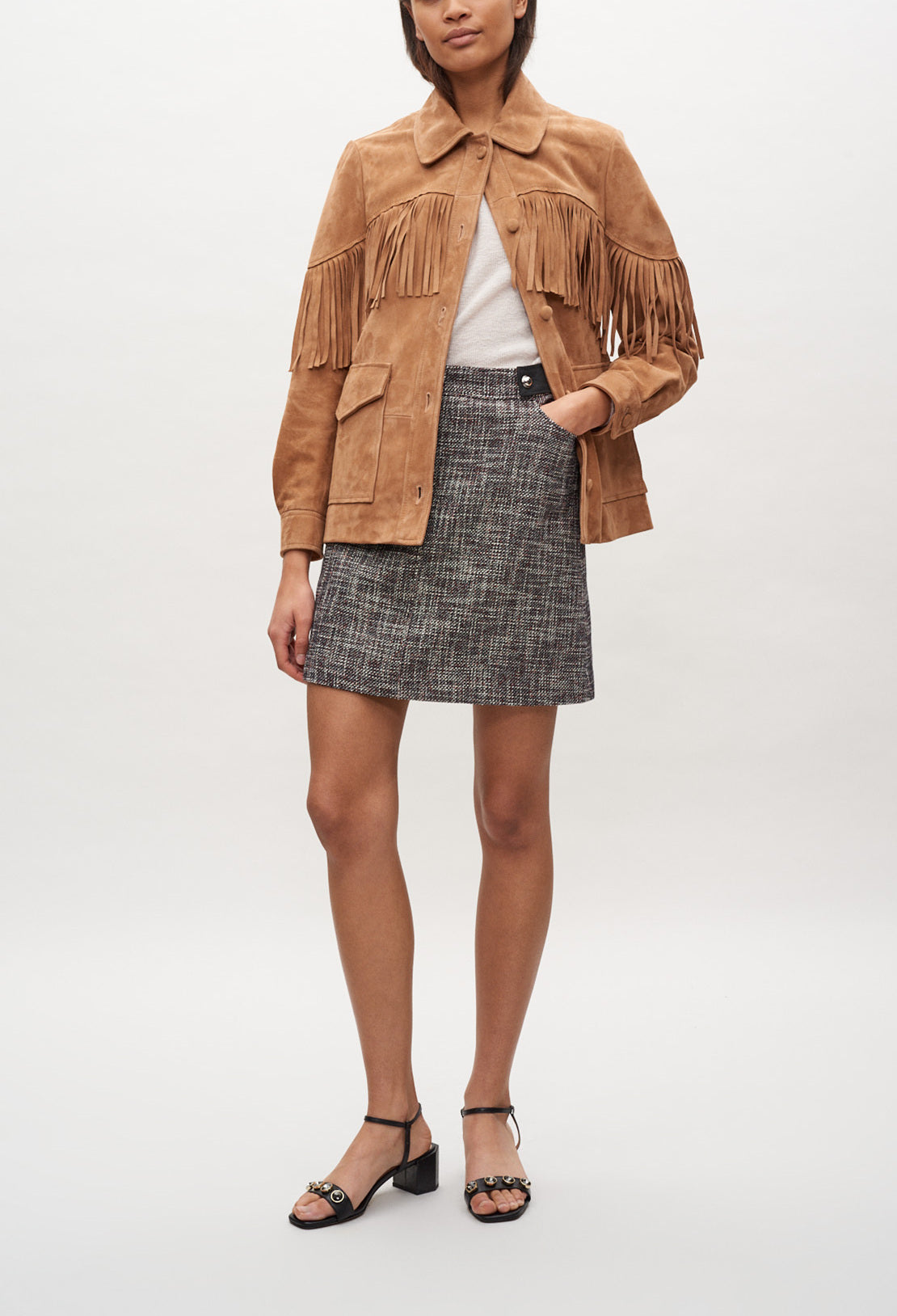 Jupe droite en tweed Faume - seconde main