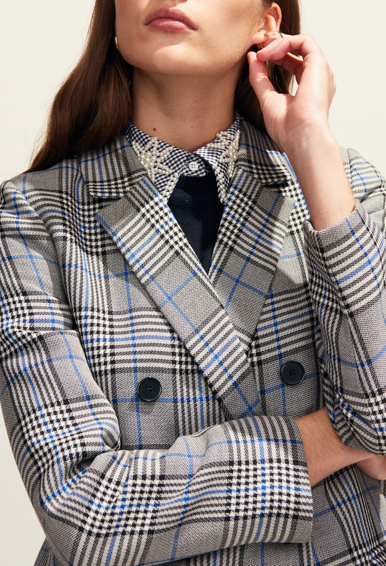 Manteau long croisé en princes de galles Faume - seconde main