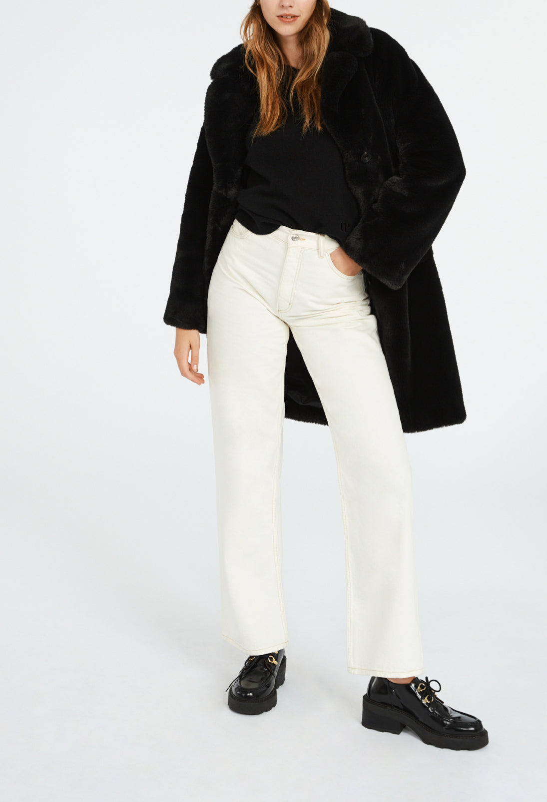 Manteau mi-long fausse fourrure Faume - seconde main