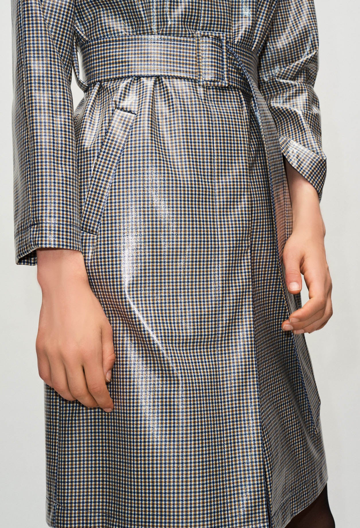 Manteau imperméable ceinturé à carreaux Faume - seconde main