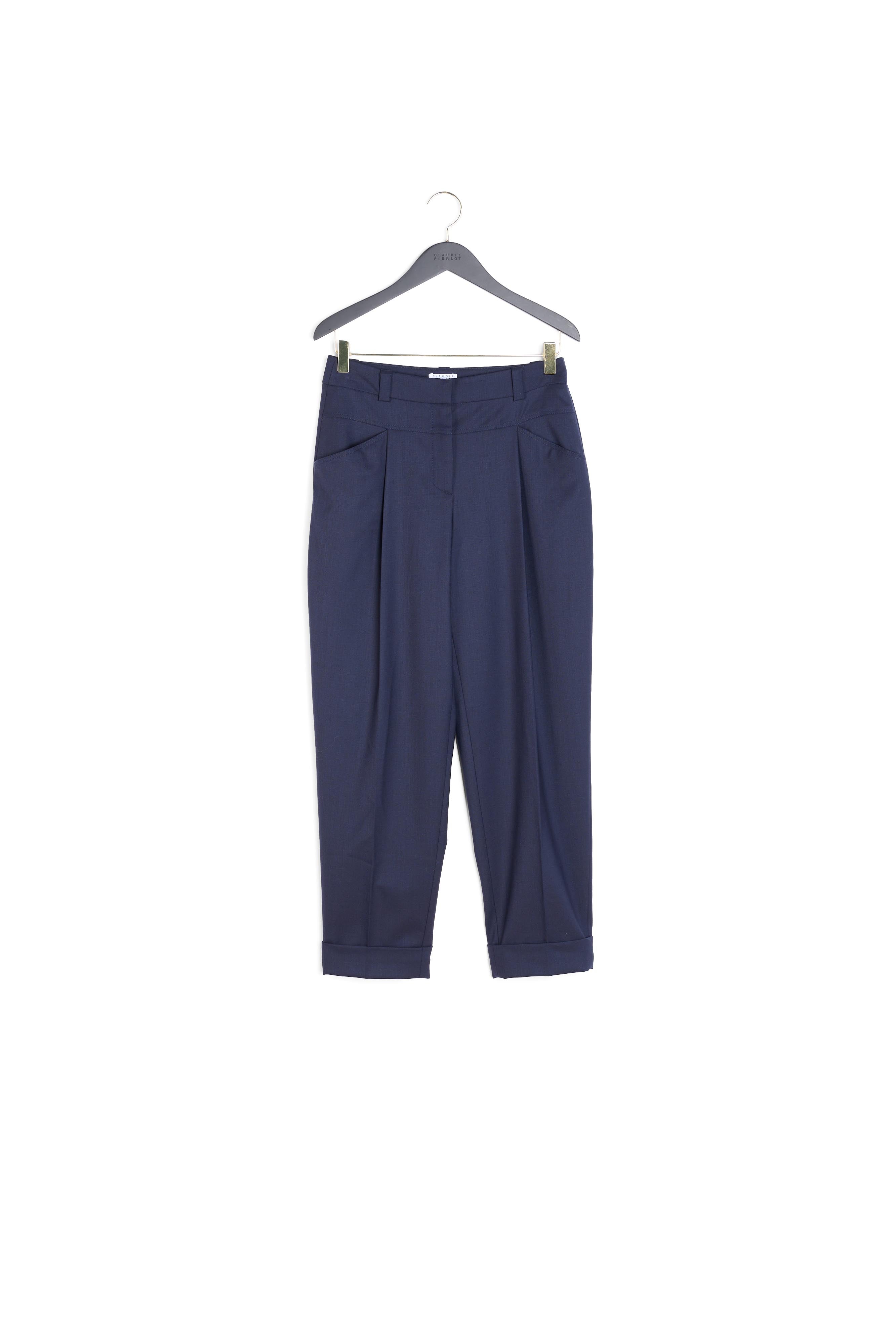 Pantalon à revers laine traçable Faume - seconde main