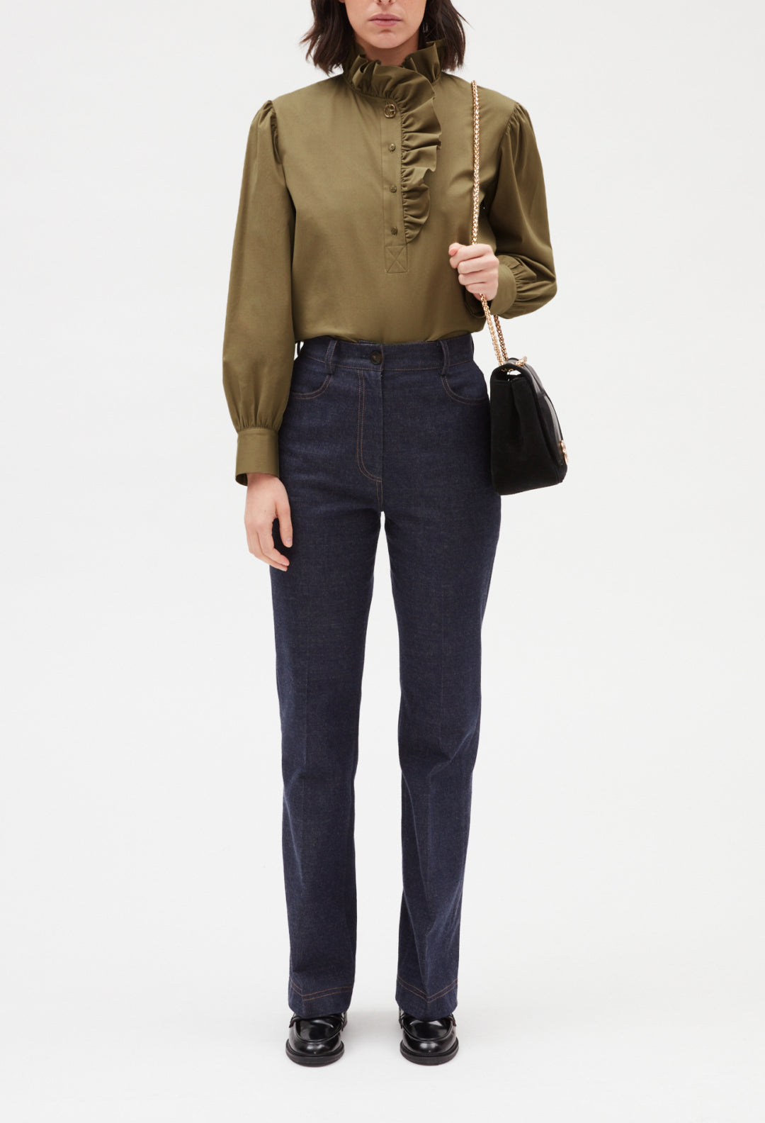 Blouse volants kaki Faume - seconde main