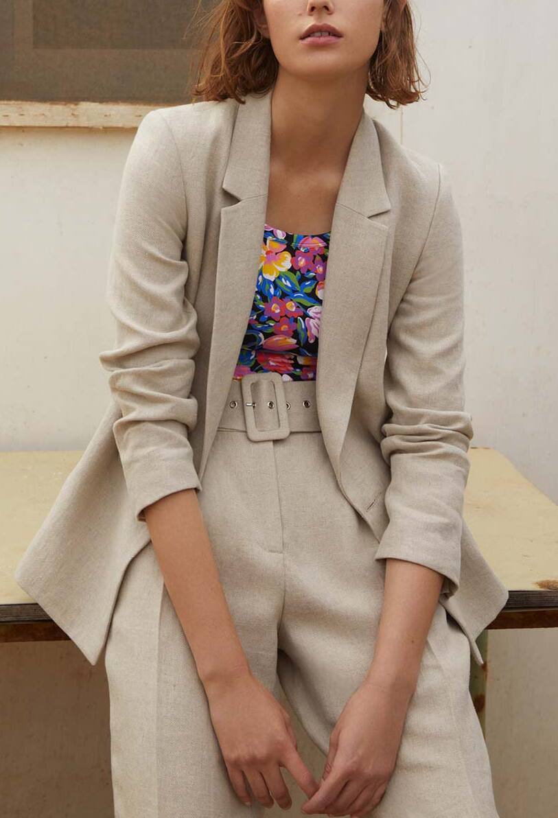 Pantalon taille haute ceinturé en lin Faume - seconde main