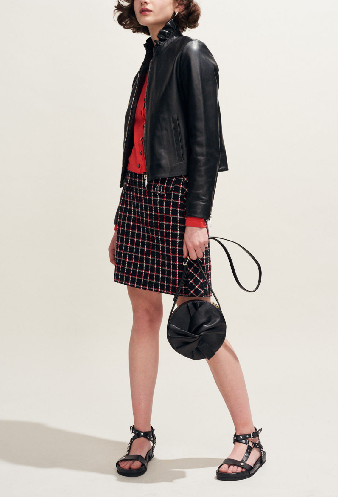 Jupe courte en tweed à carreaux Faume - seconde main