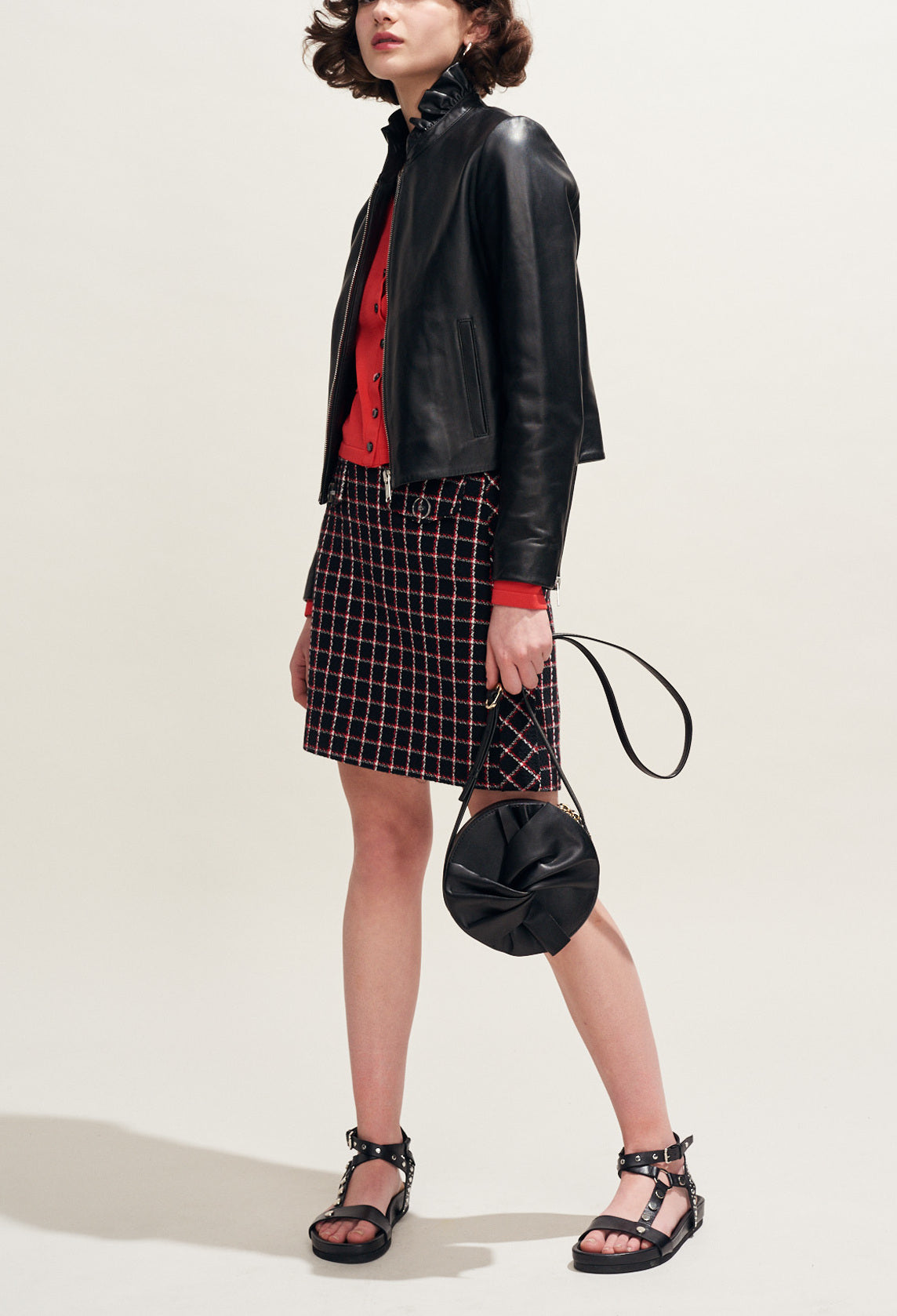 Jupe courte en tweed à carreaux Faume - seconde main