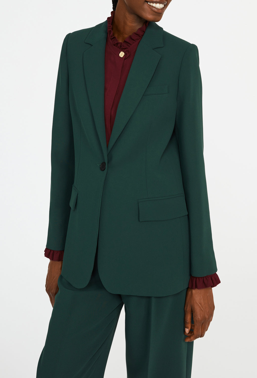 Veste vert forêt tailleur cintrée Faume - seconde main