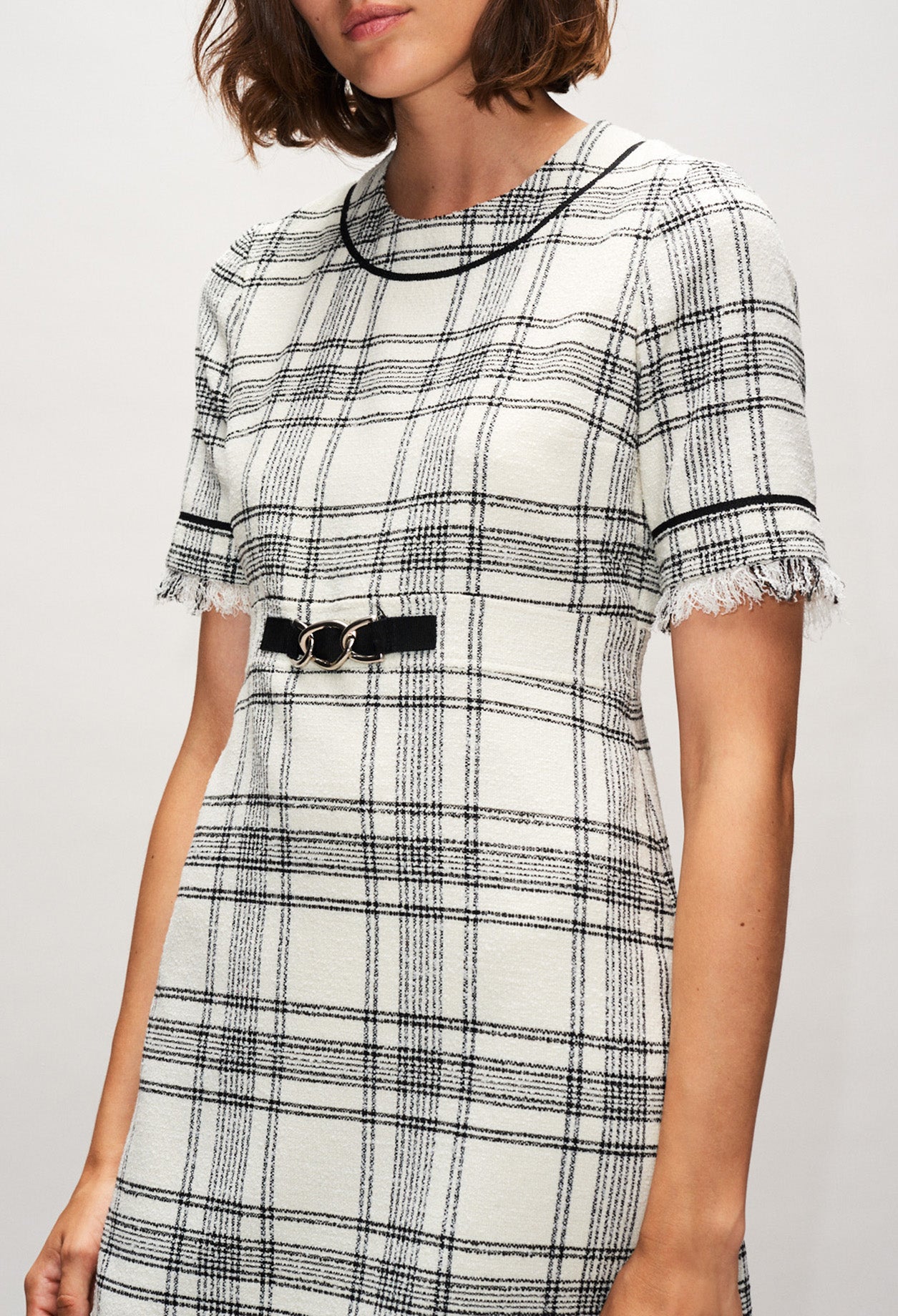 Robe tweed à carreaux ceinturée Faume - seconde main