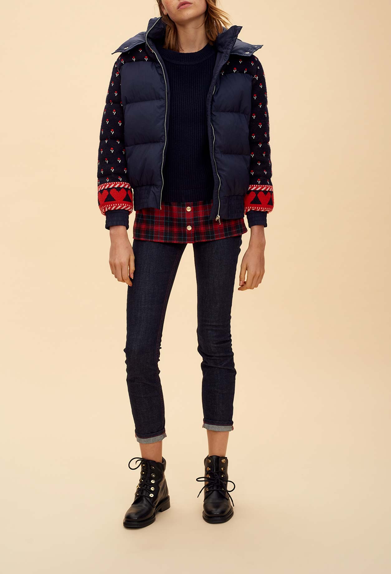 Doudoune courte empiècements jacquard Faume - seconde main