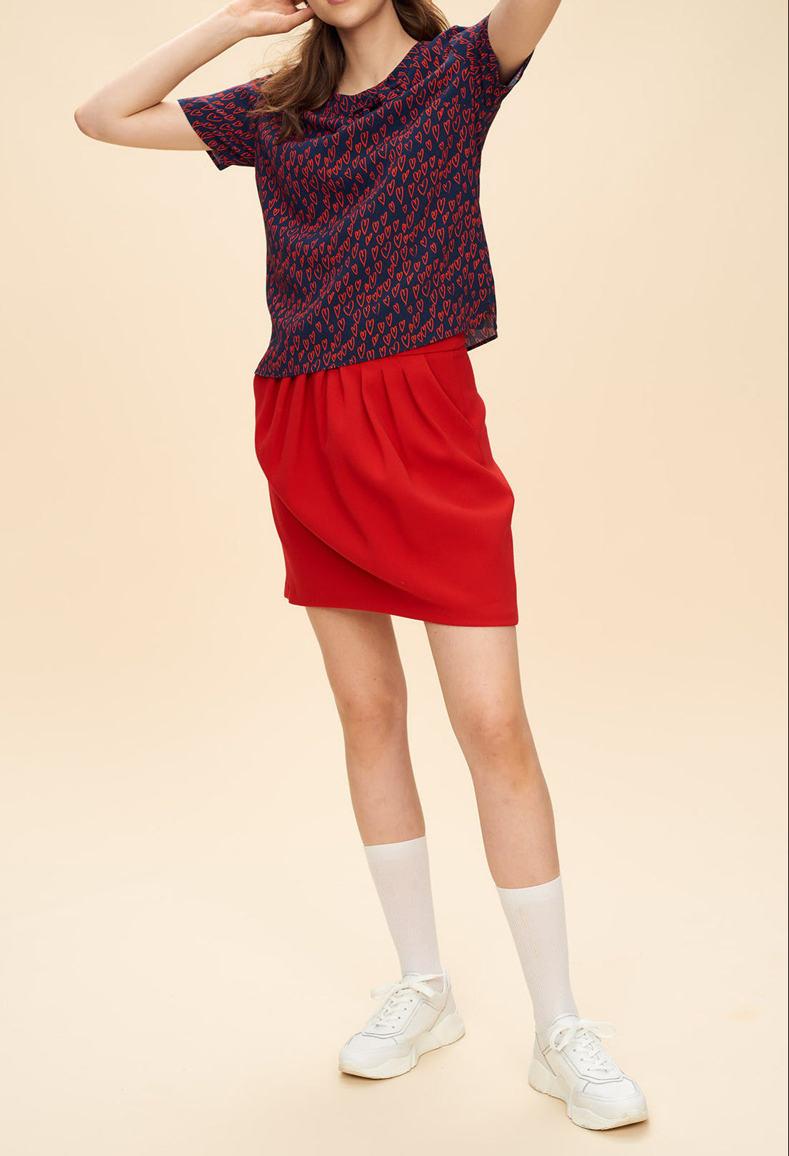 Top imprimé cœur détail nœud Faume - seconde main