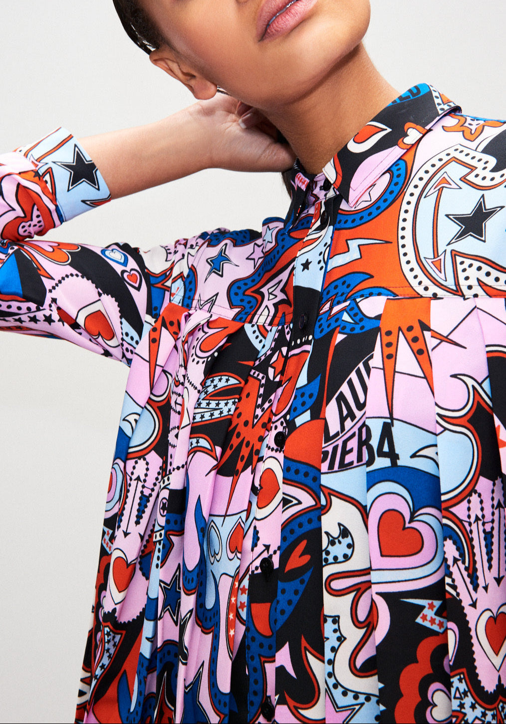 Robe chemise plissée imprimée foulard Faume - seconde main