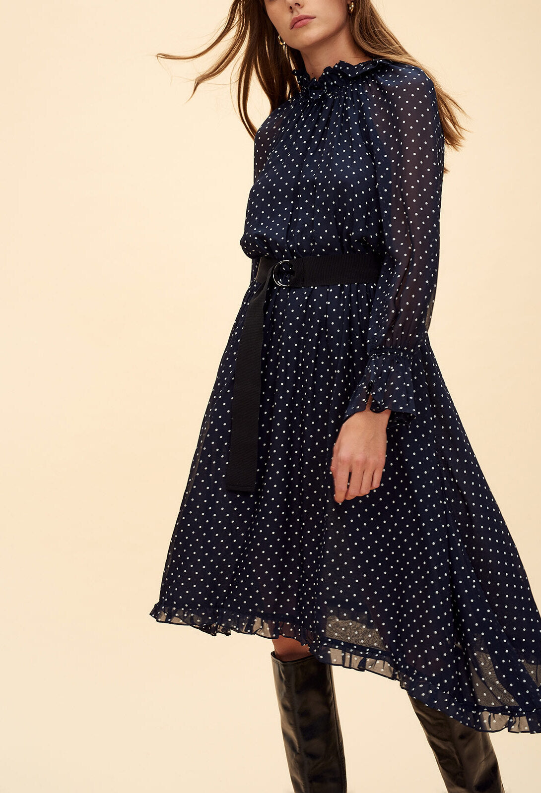 Roble fluide à pois avec col montant Faume - seconde main