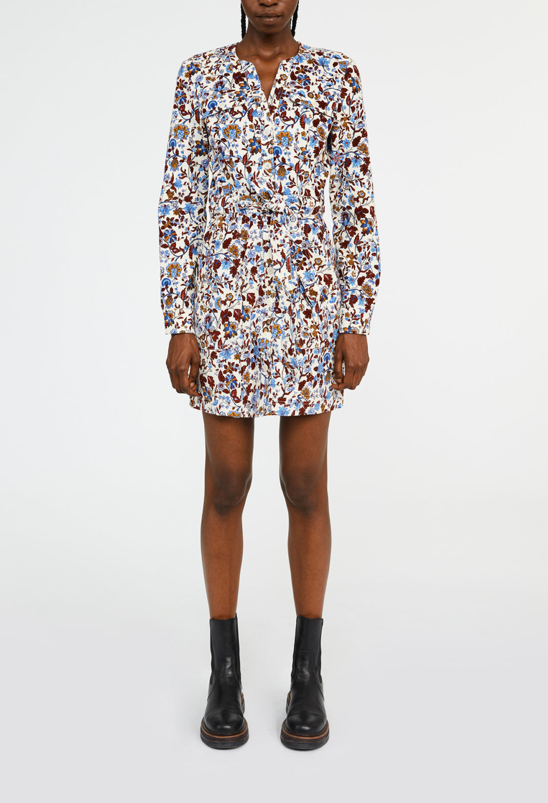 Robe courte imprimée fleurie coton Faume - seconde main