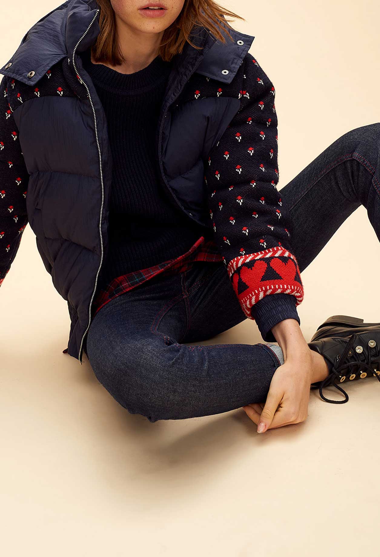 Doudoune courte empiècements jacquard Faume - seconde main