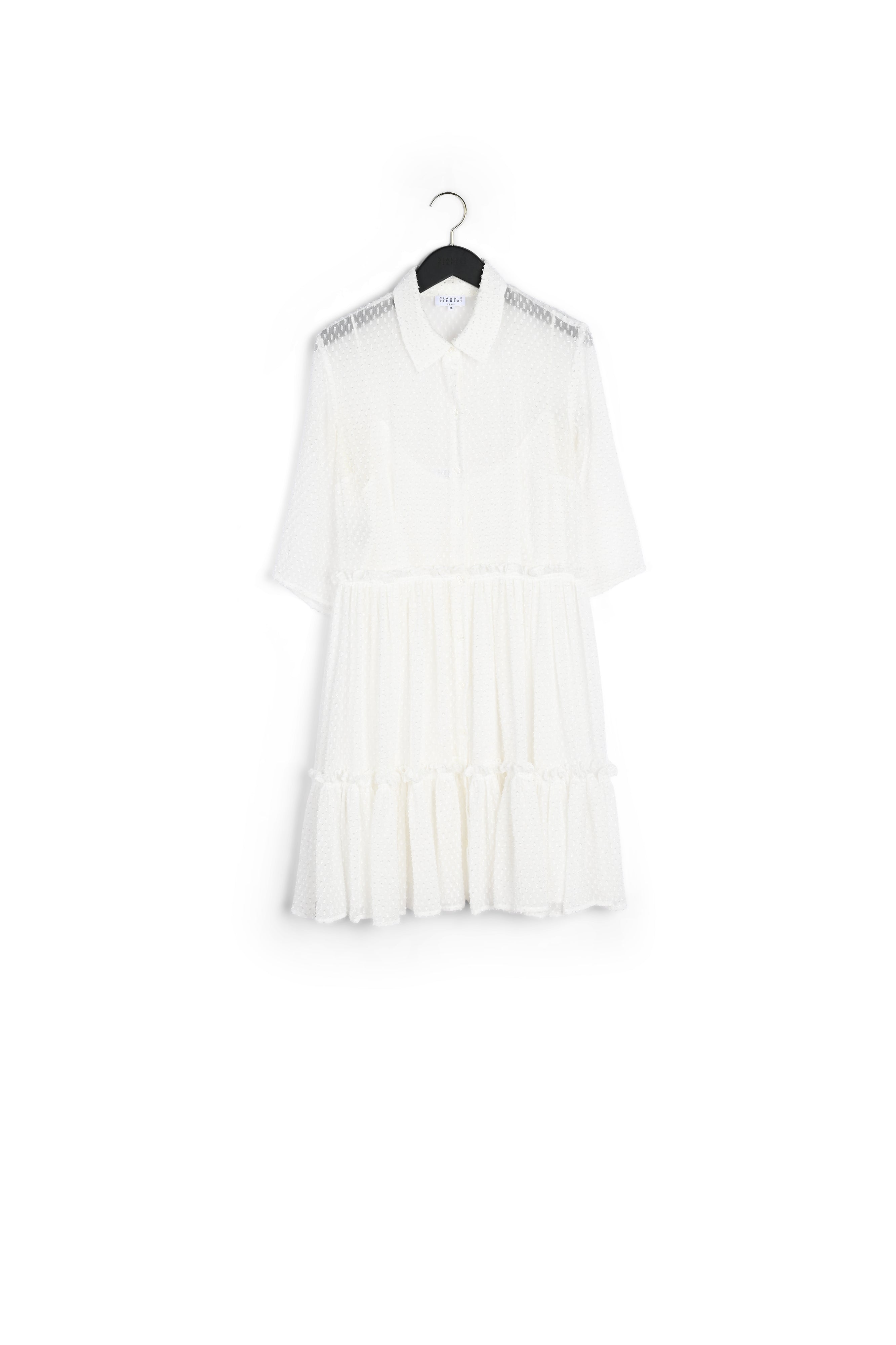 Robe chemise blanche à pois plumetis Faume - seconde main