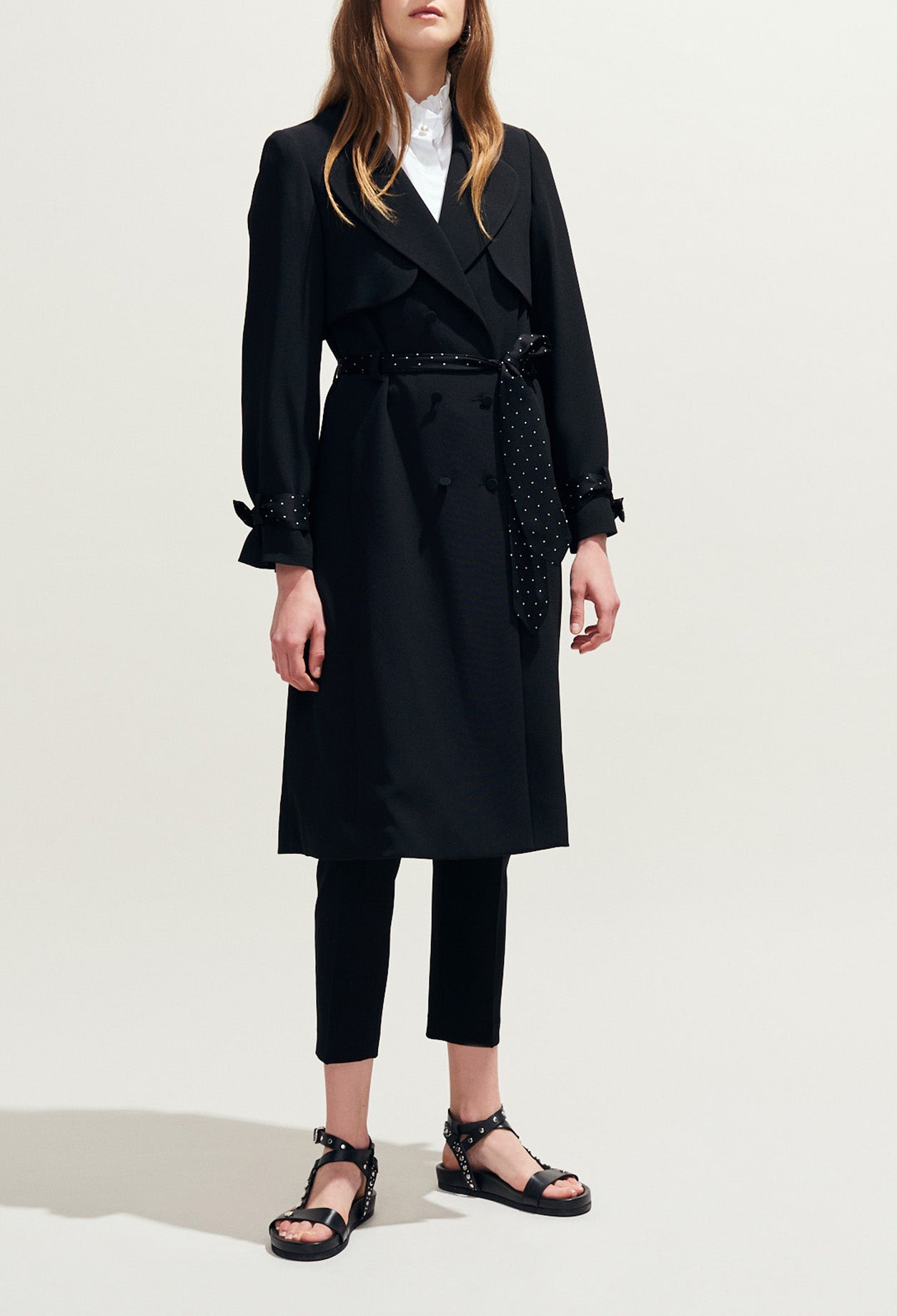 Trench fluide ceinture à pois Faume - seconde main