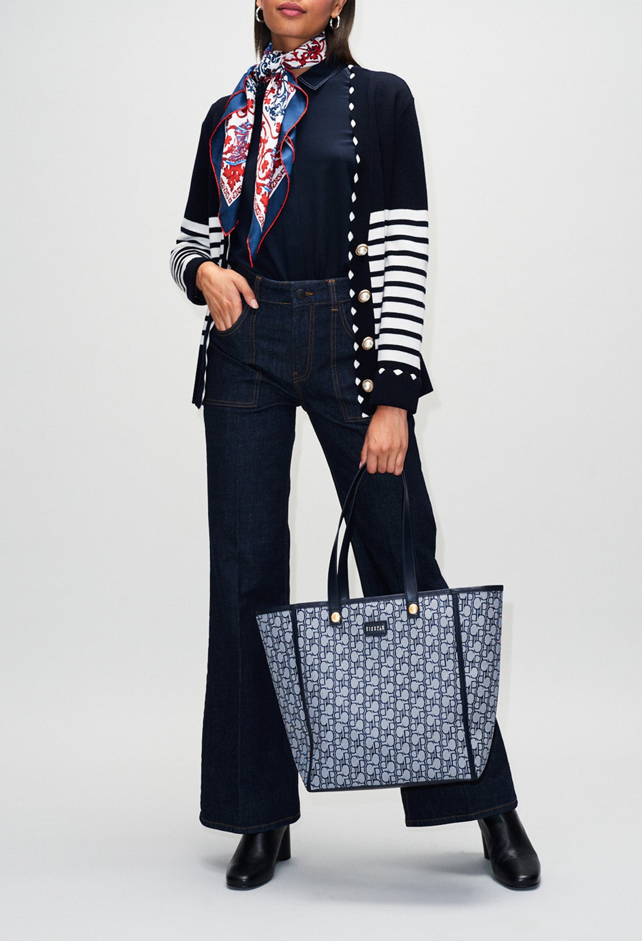 Cardigan long marinière détail coquilles Faume - seconde main