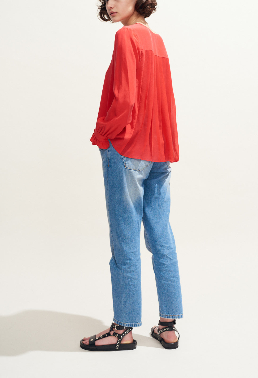 Top fluide col V dos plissé uni Faume - seconde main