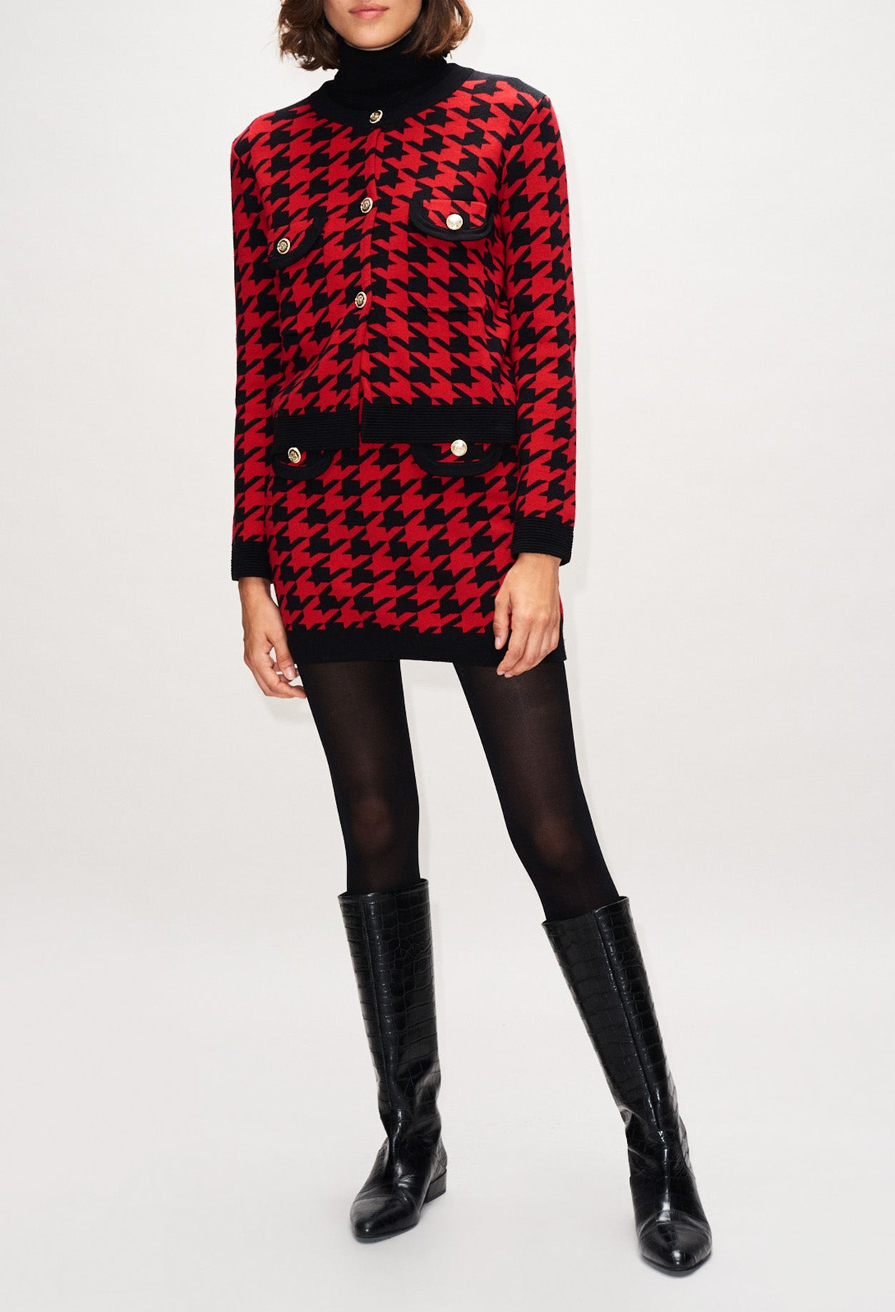 Cardigan bicolore pied de coq Faume - seconde main