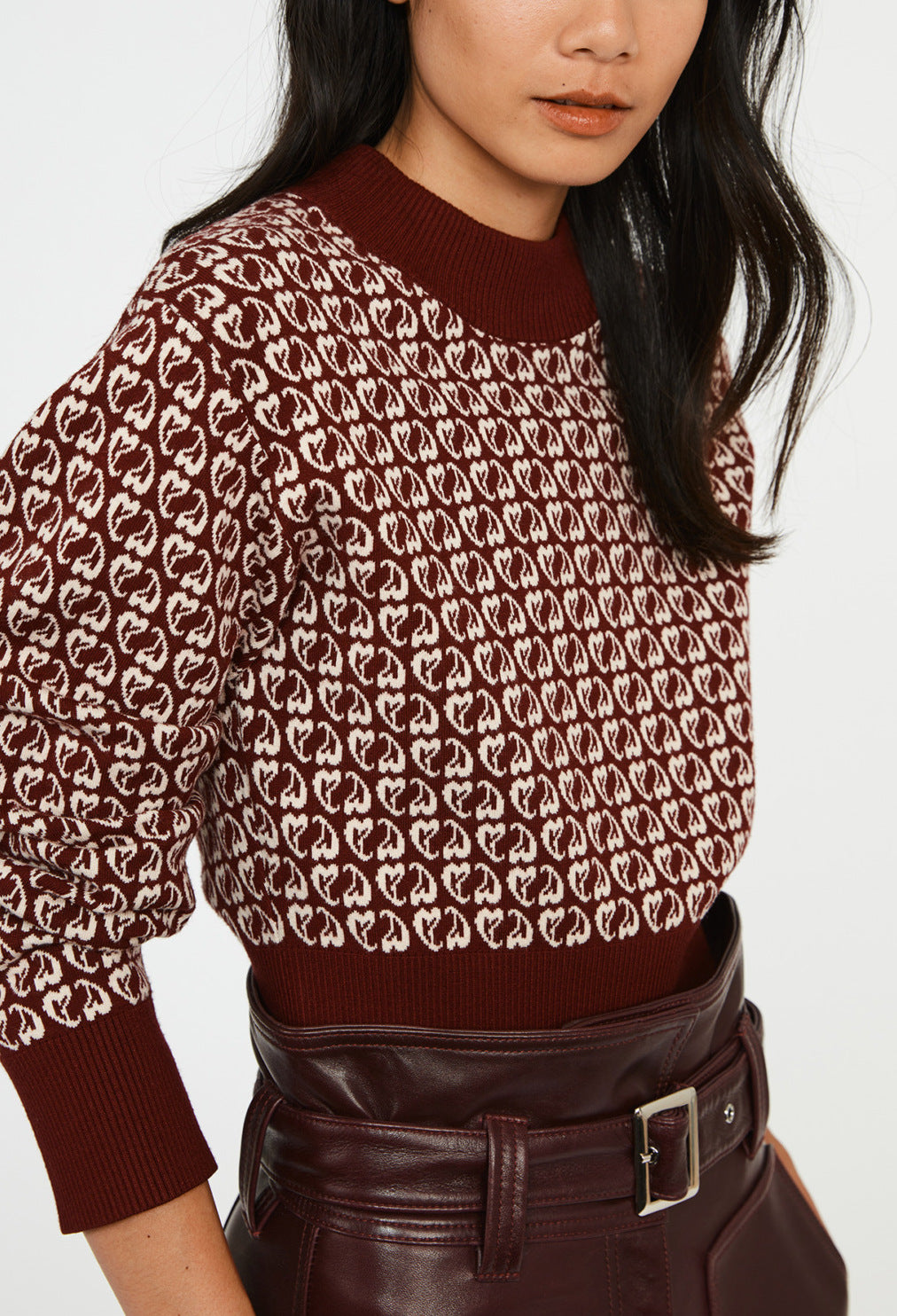 Pull bicolore maille imprimé coeur Faume - seconde main