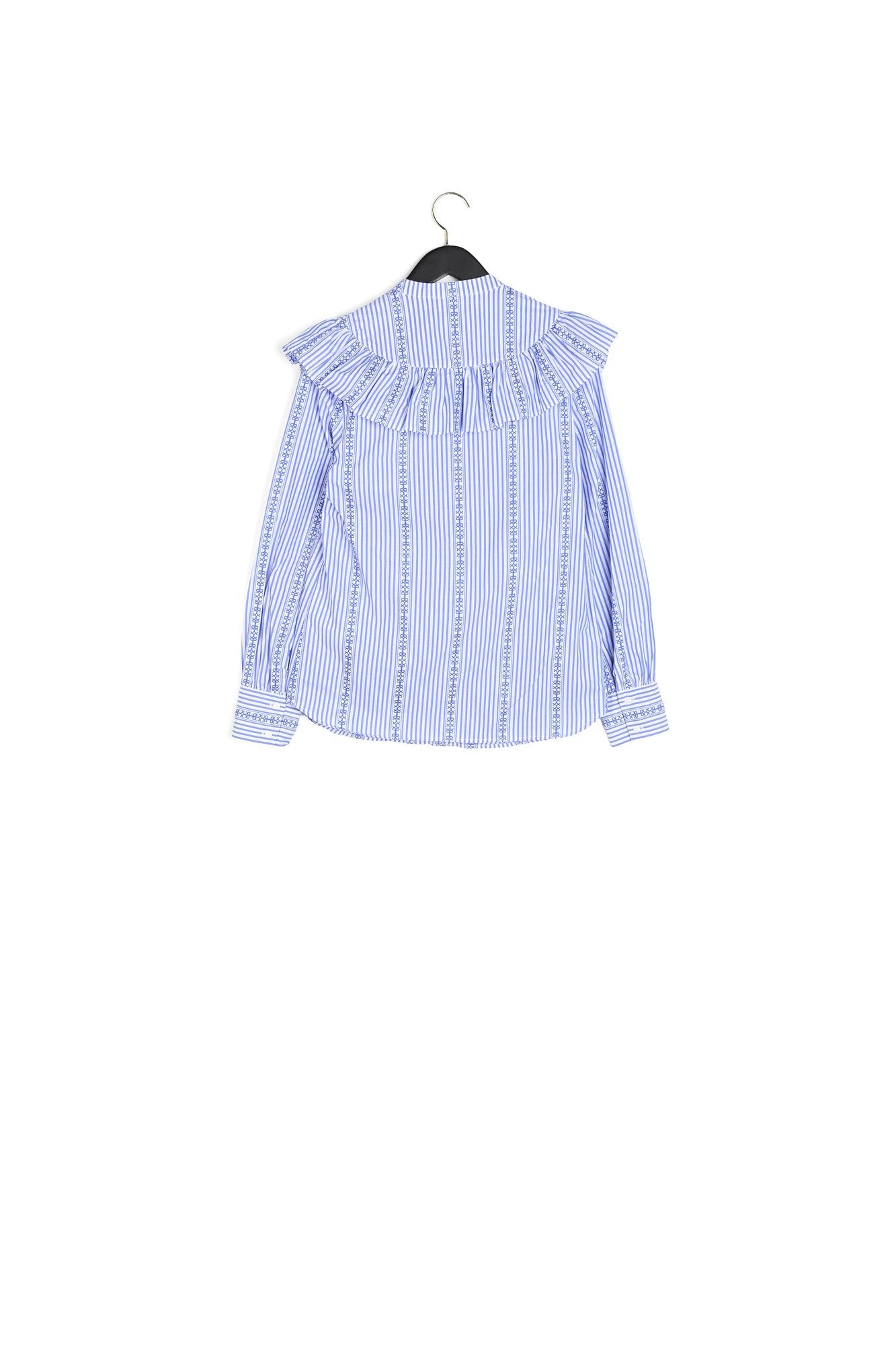 Chemise col volanté bleue Faume - seconde main