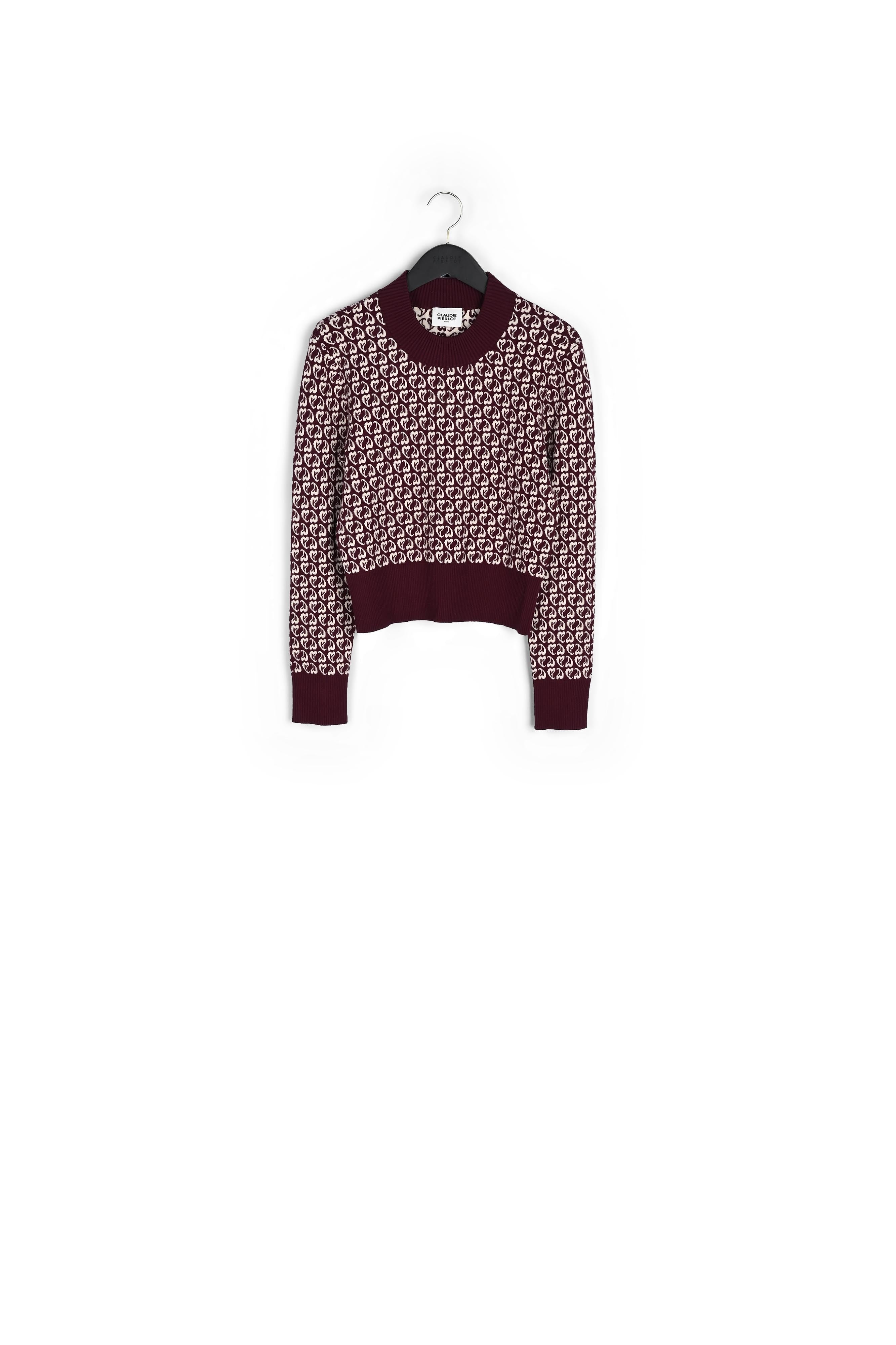 Pull bicolore maille imprimé coeur Faume - seconde main