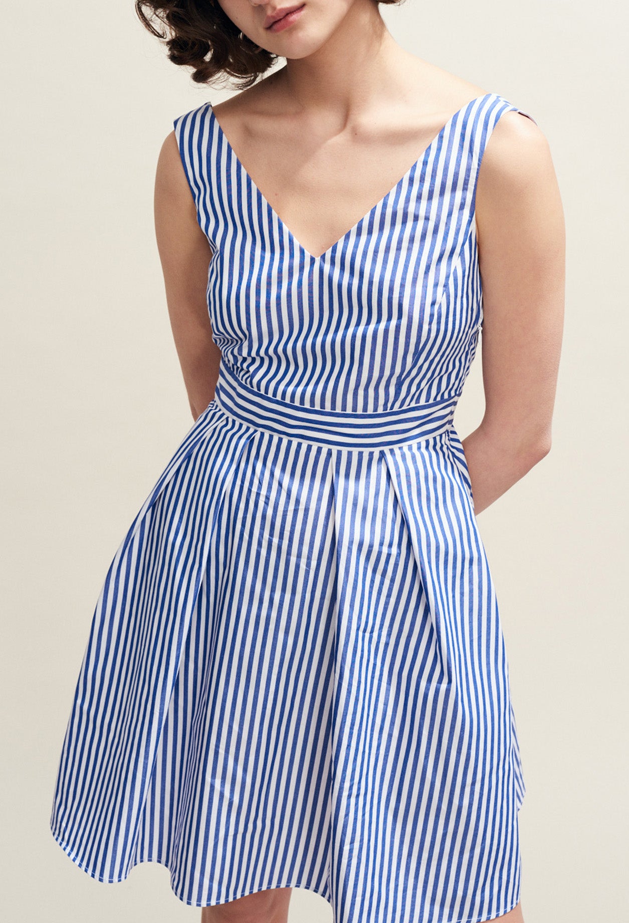 Robe dos nu à nœud iconique rayée Faume - seconde main