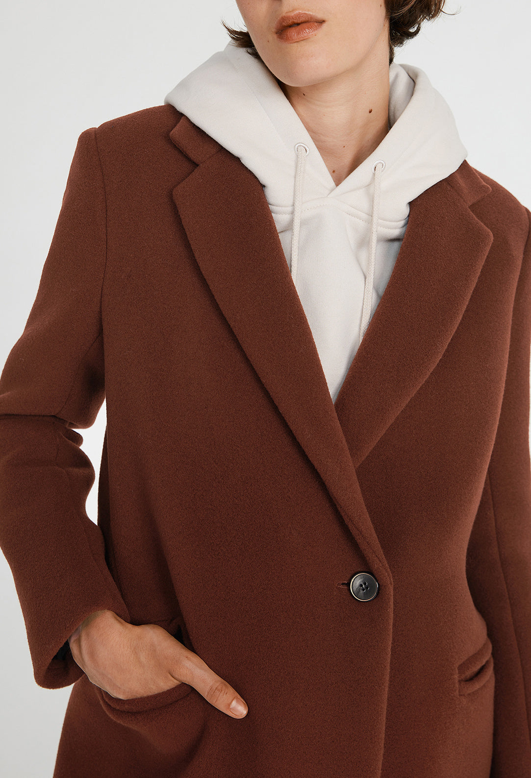 Manteau marron mi-long laine mélangée Faume - seconde main