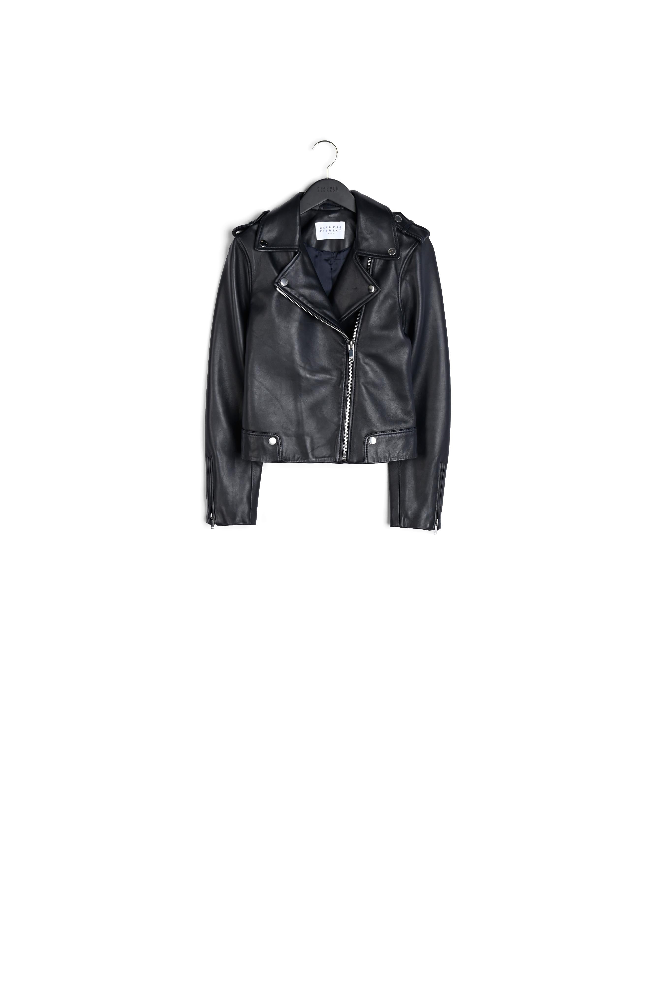 Blouson zippé en cuir Faume - seconde main