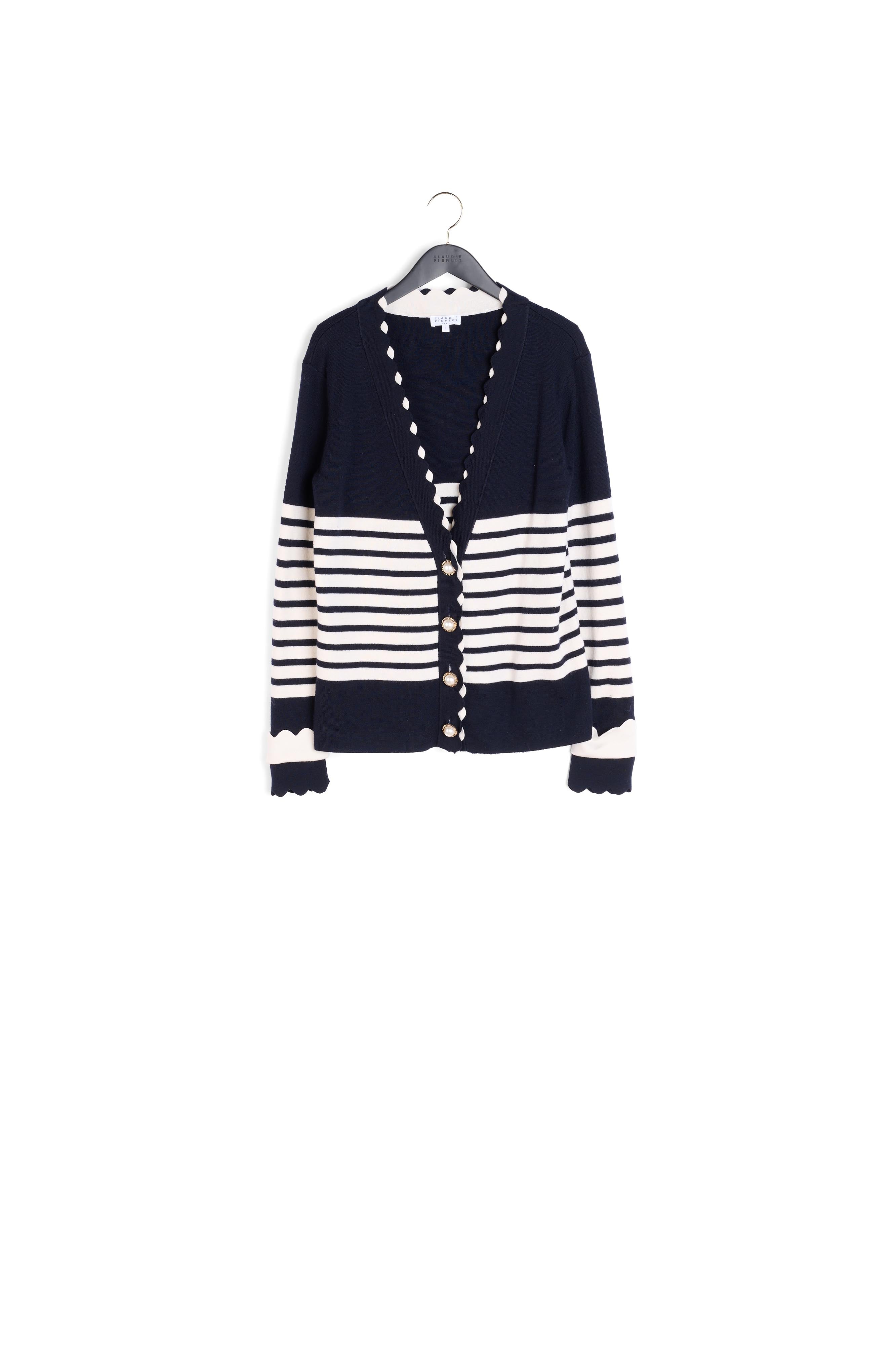 Cardigan long marinière détail coquilles Faume - seconde main