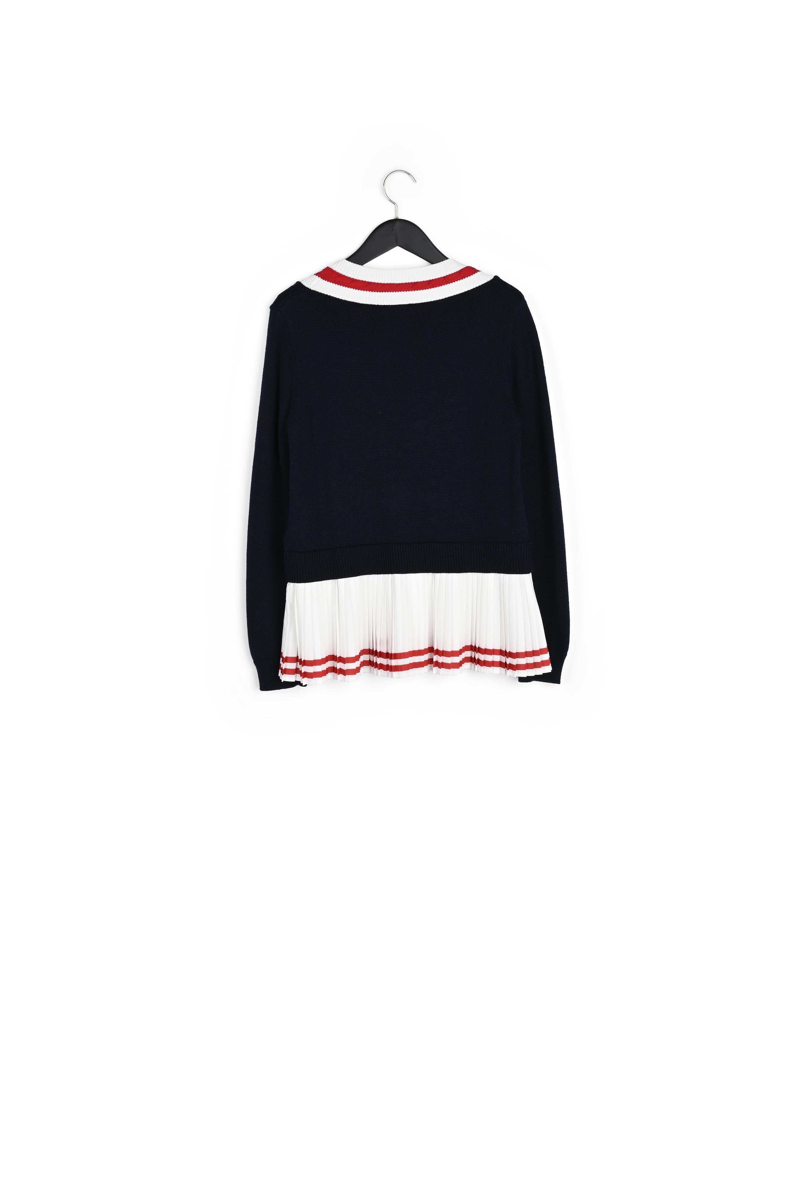 Pull col V plissé à bandes contrastées Faume - seconde main