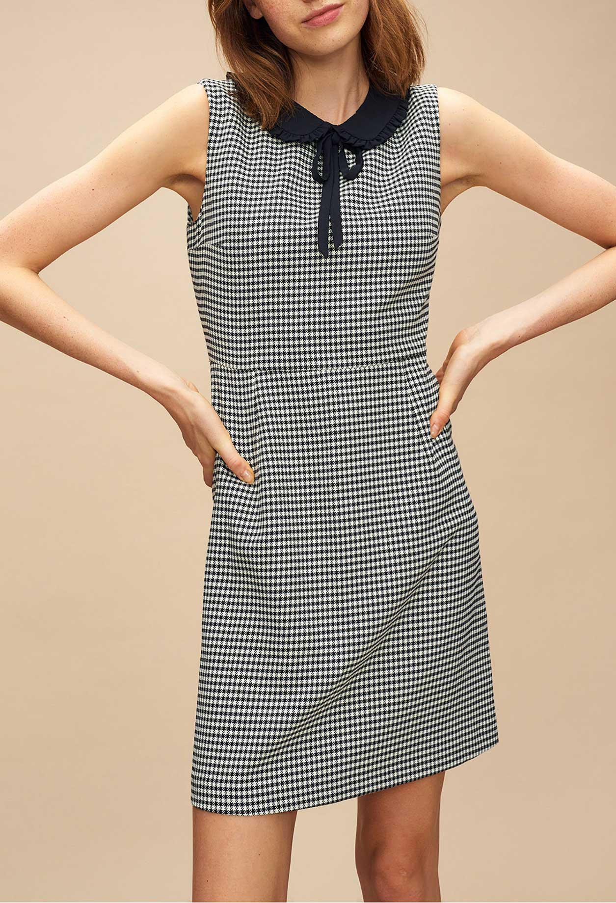 Robe prince de galles col claudine Faume - seconde main