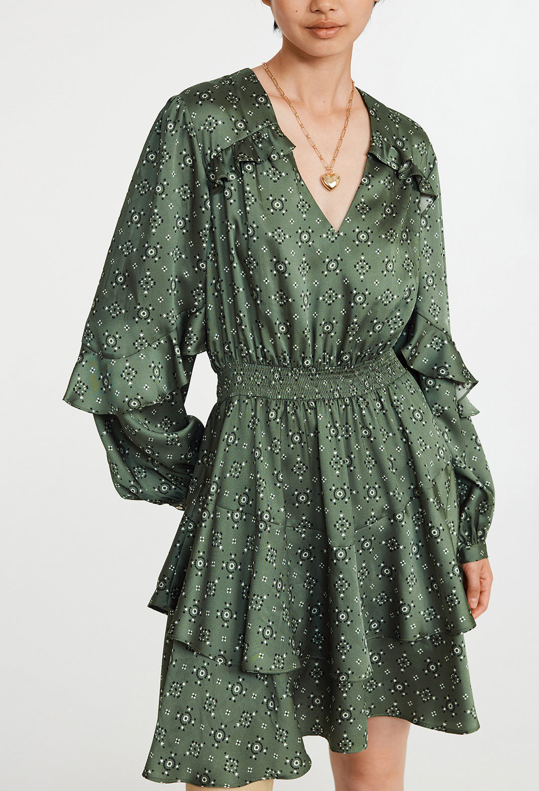 Robe courte à motif géométrique smocké Faume - seconde main