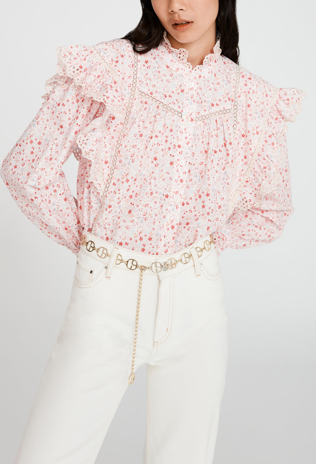 Blouse blanche imprimé fleuri Faume - seconde main