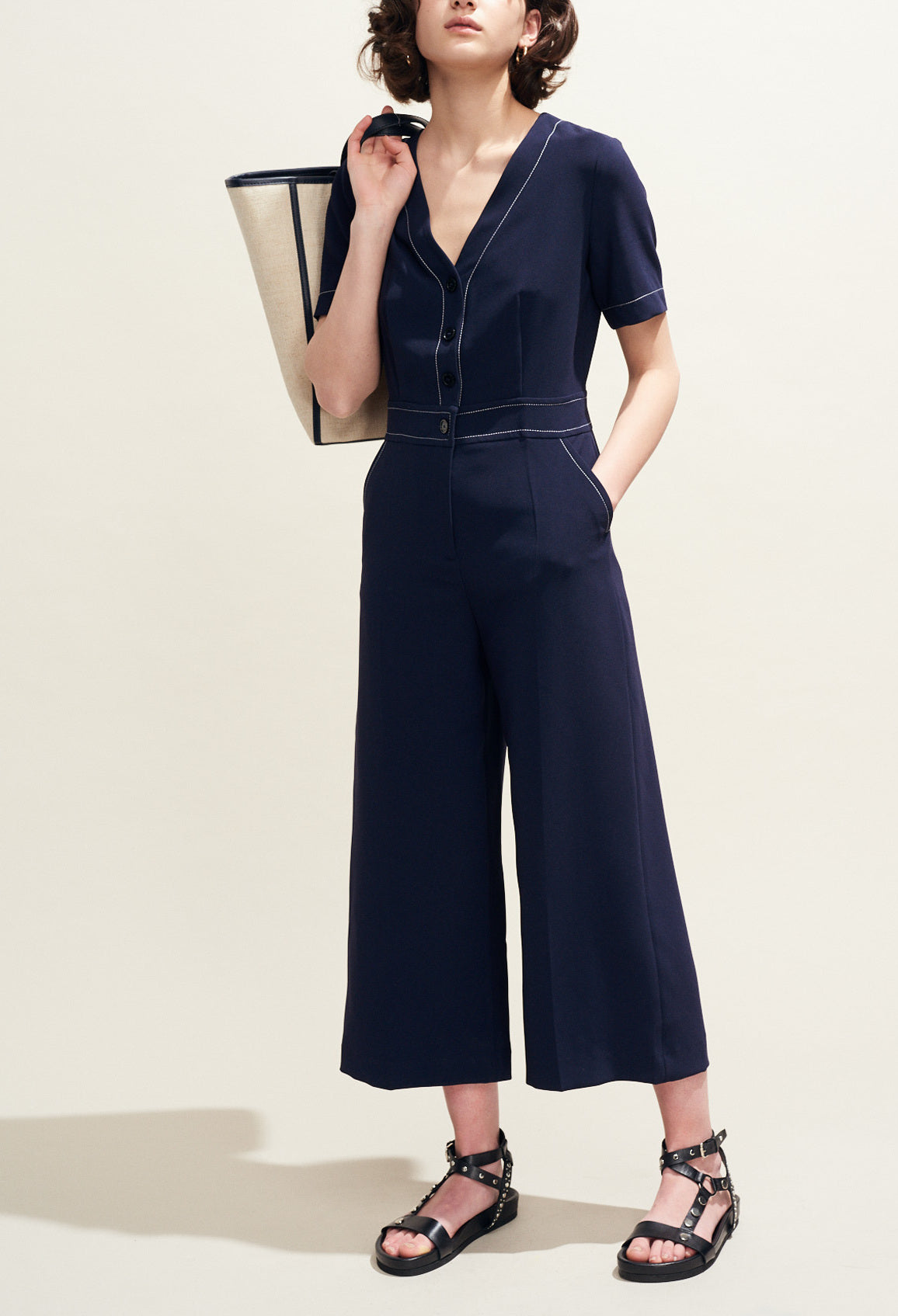 Combi-pantalon surpiqûres contrastées Faume - seconde main