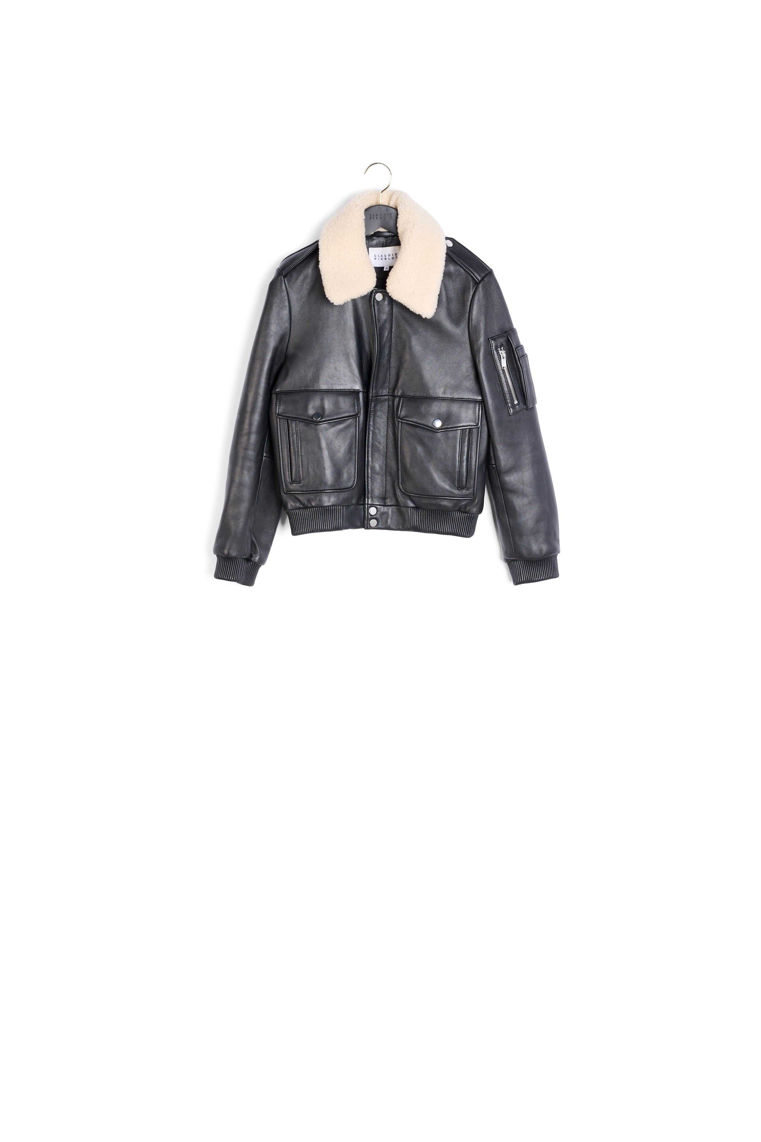 Blouson en cuir aviateur col mouton Faume - seconde main