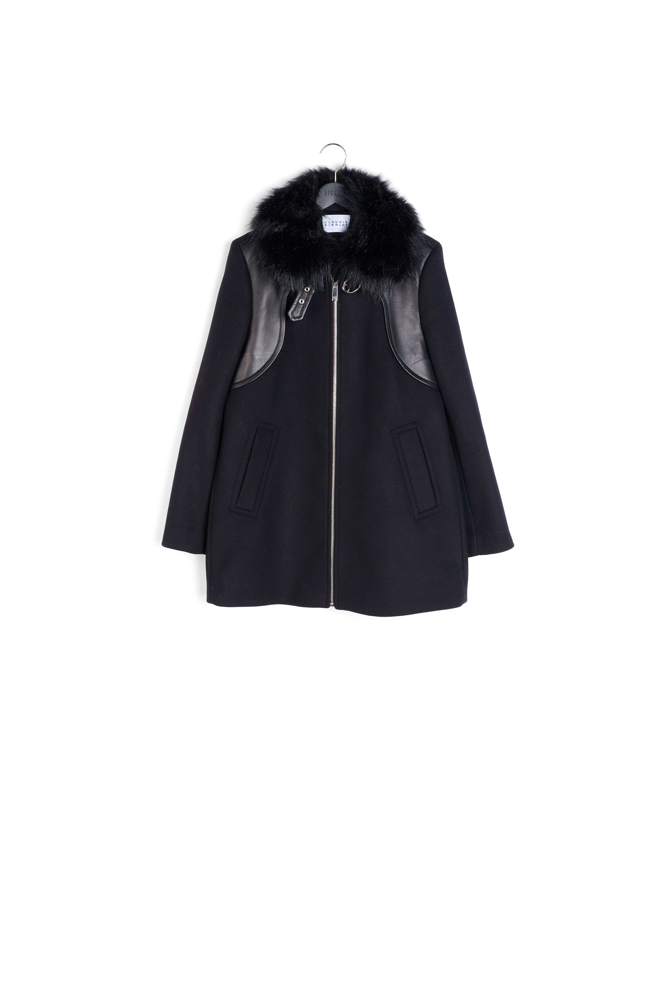 Manteau noir à empiècements Faume - seconde main