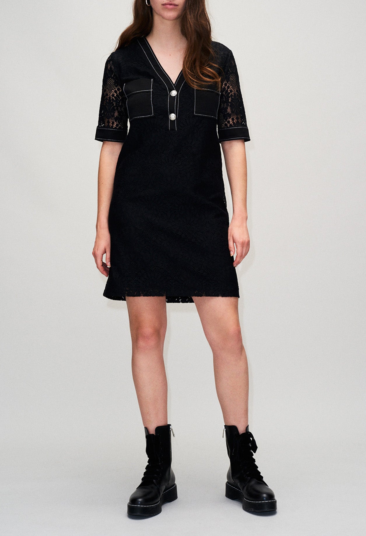 Robe droite bi matière détail poche Faume - seconde main