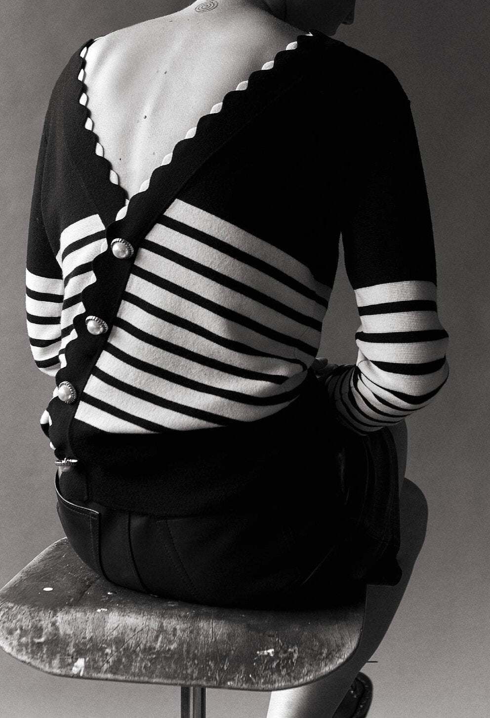 Cardigan long marinière détail coquilles Faume - seconde main