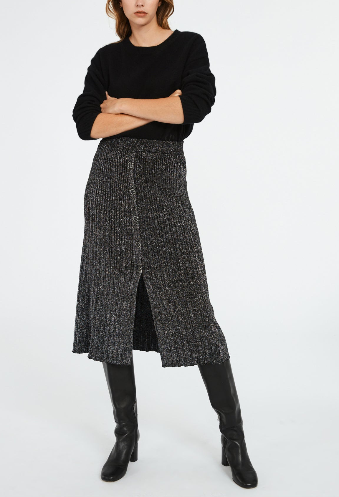 Jupe argent maille métallisée Faume - seconde main