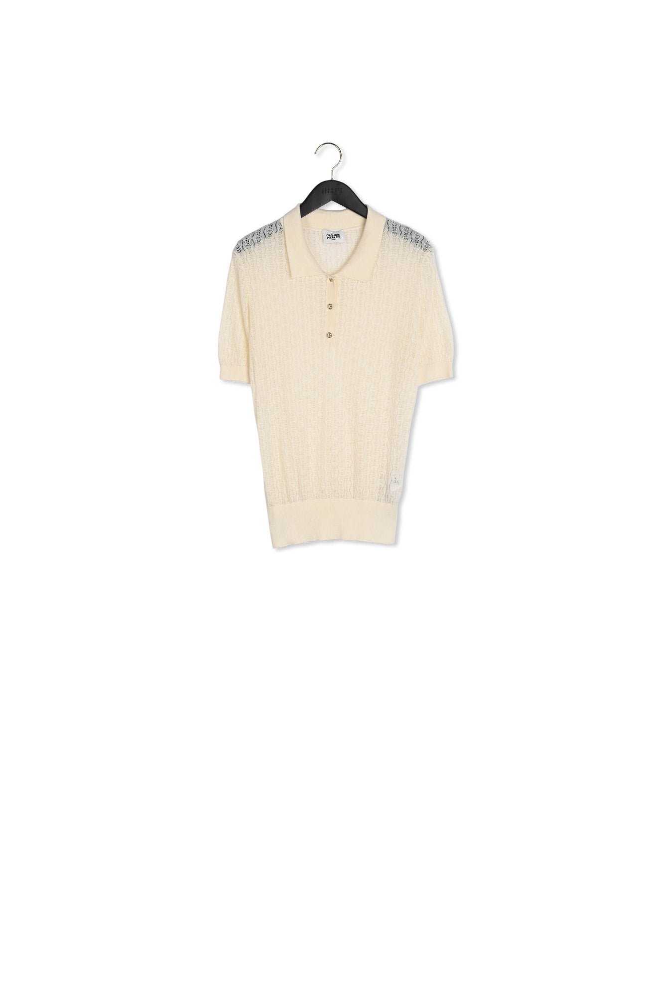 Pull polo maille fine écru Faume - seconde main