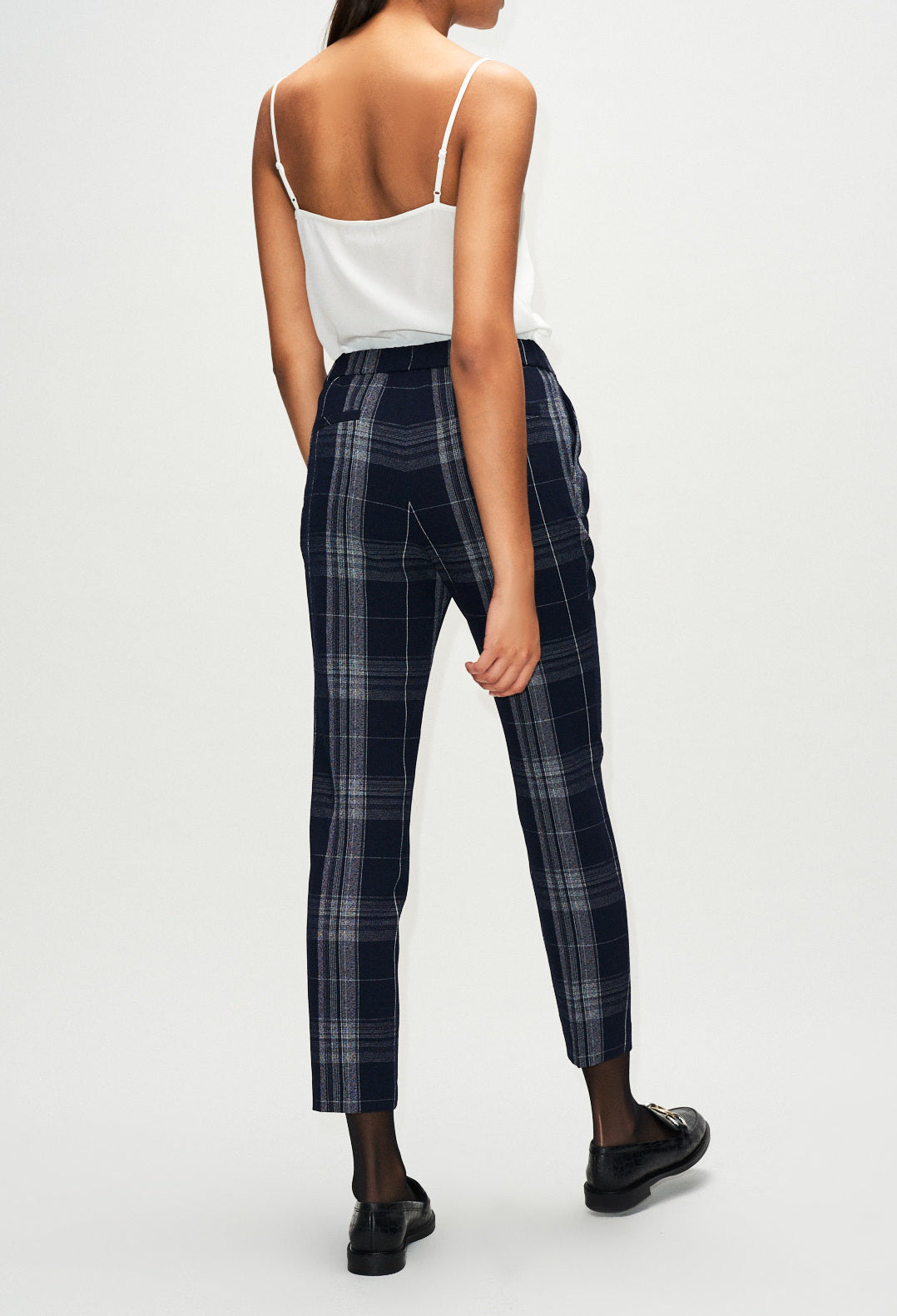 Pantalon à carreaux ceinture velours Faume - seconde main