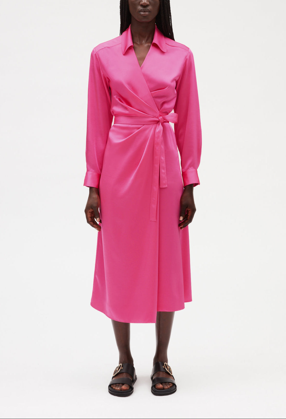 Robe midi portefeuille rose Faume - seconde main