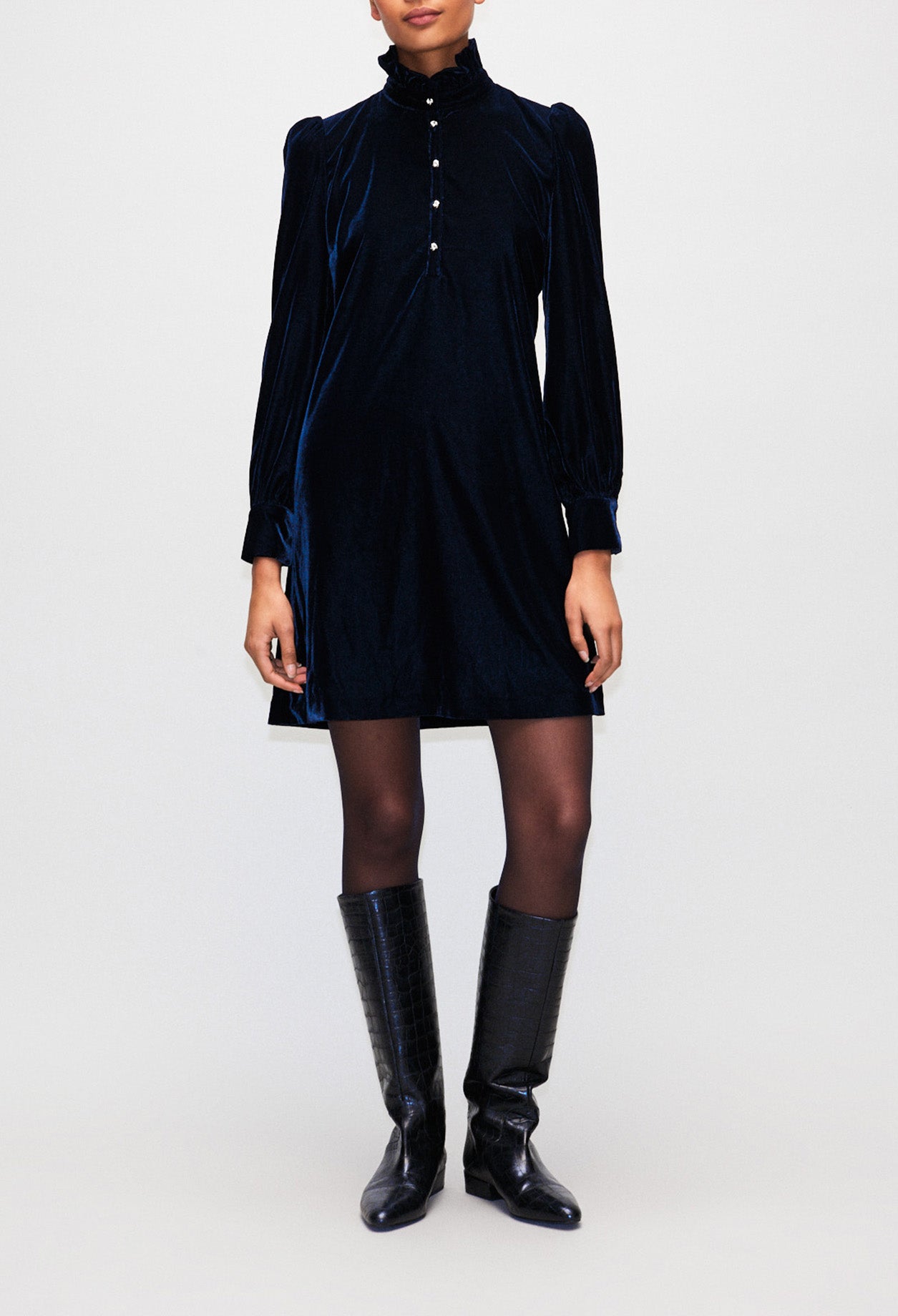 Robe en velours à col victorien Faume - seconde main